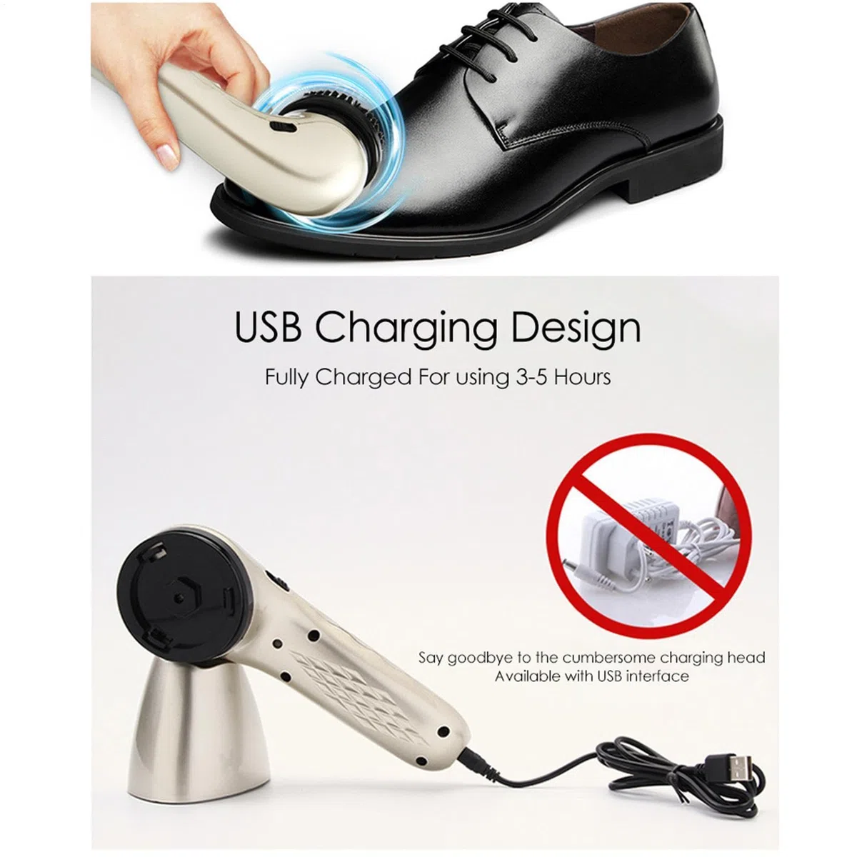 Generico Macchina lustrascarpe - Macchina lustrascarpe, elettrica automatica | Dispositivo USB ricaricabile per la cura della pelle per borse, seggiolini auto, finimenti per scarpe