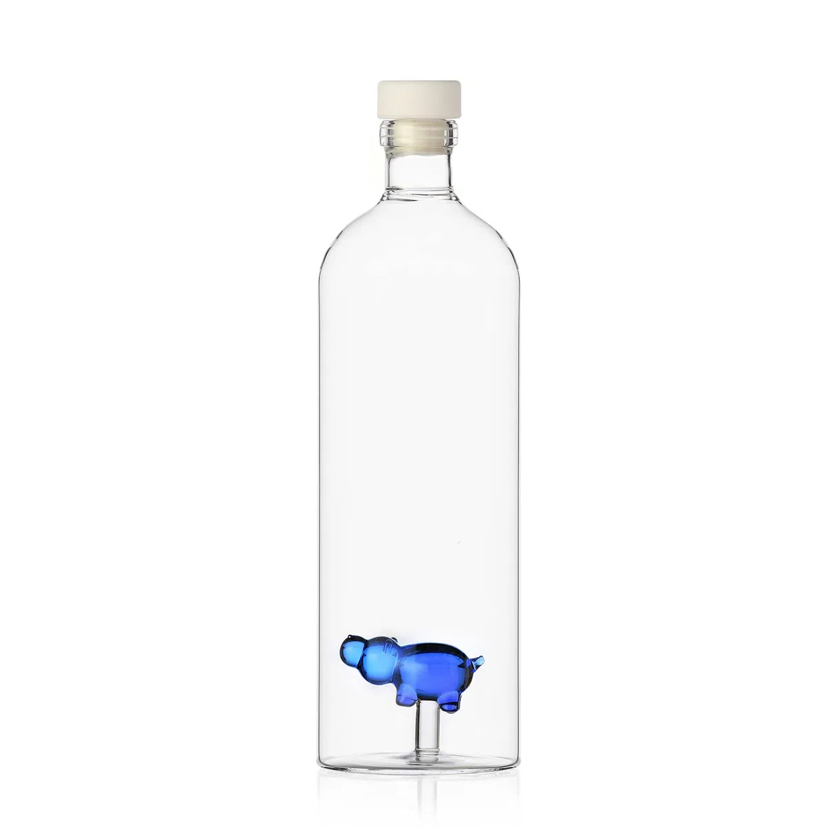 Ichendorf Milano Bottiglia con Ippopotamo, Collezione Animal Farm, 115 cl, Vetro Borosilicato, Fatto a Mano