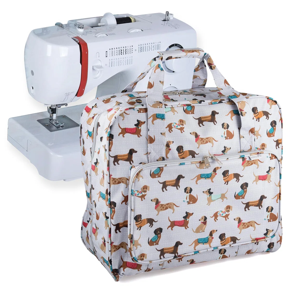 Hobby Gift Esclusiva borsa per macchina da cucire, borsa da trasporto imbottita in PVC, accessori extra, 20 x 43 x 37 cm