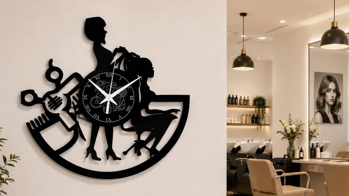 Orologio da Parete Parrucchiera in Vinile | Decorazione Creativa per Salone di Bellezza Hairstylist e Amanti dell'Hair Design
