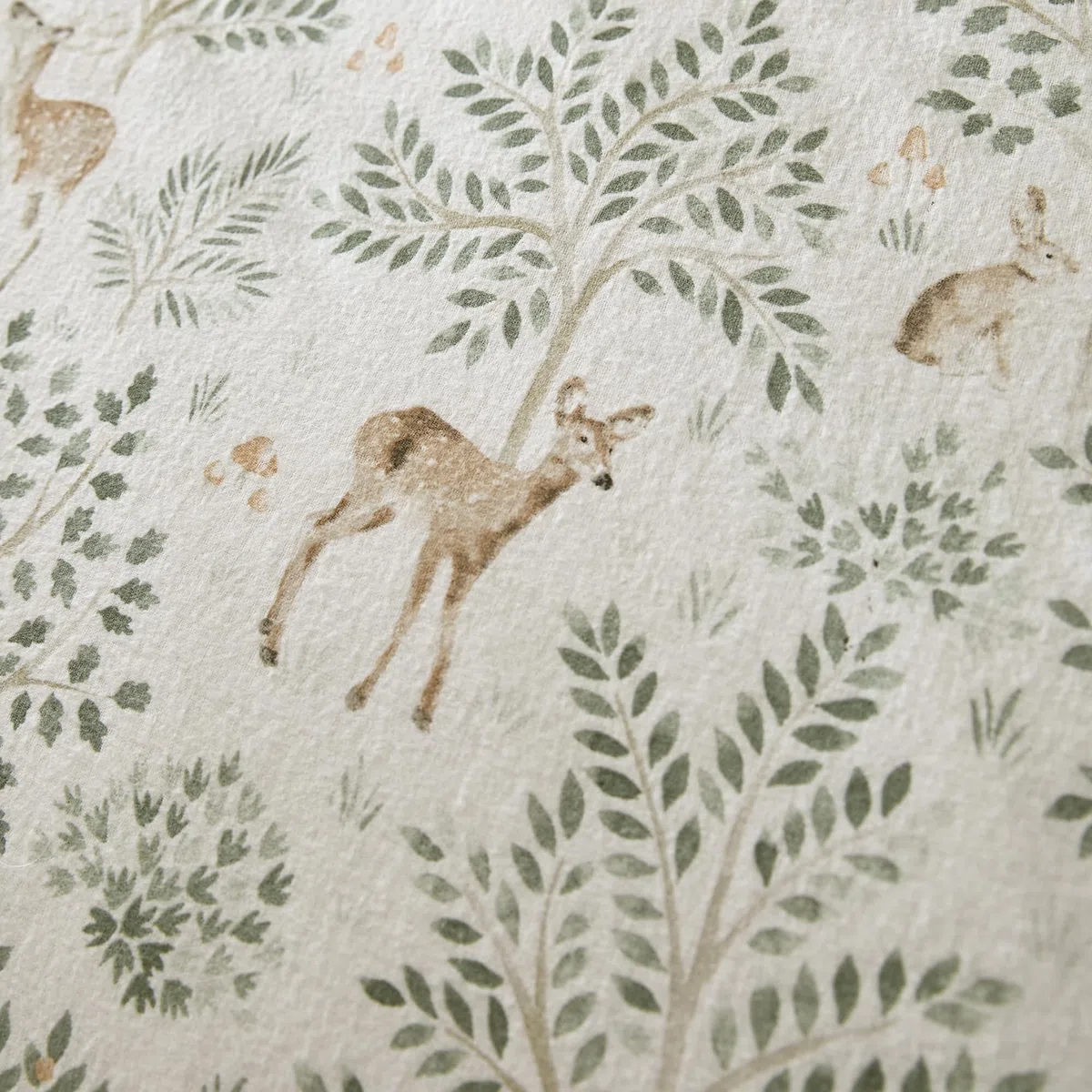 Dreams & Drapes - Copripiumino Naturale Foresta Cervo - Letto Matrimoniale (200 x 200cm) - Design Reversibile - Super Morbido 100% Cotone - Copripiumino Flanella in Naturale - Biancheria da letto