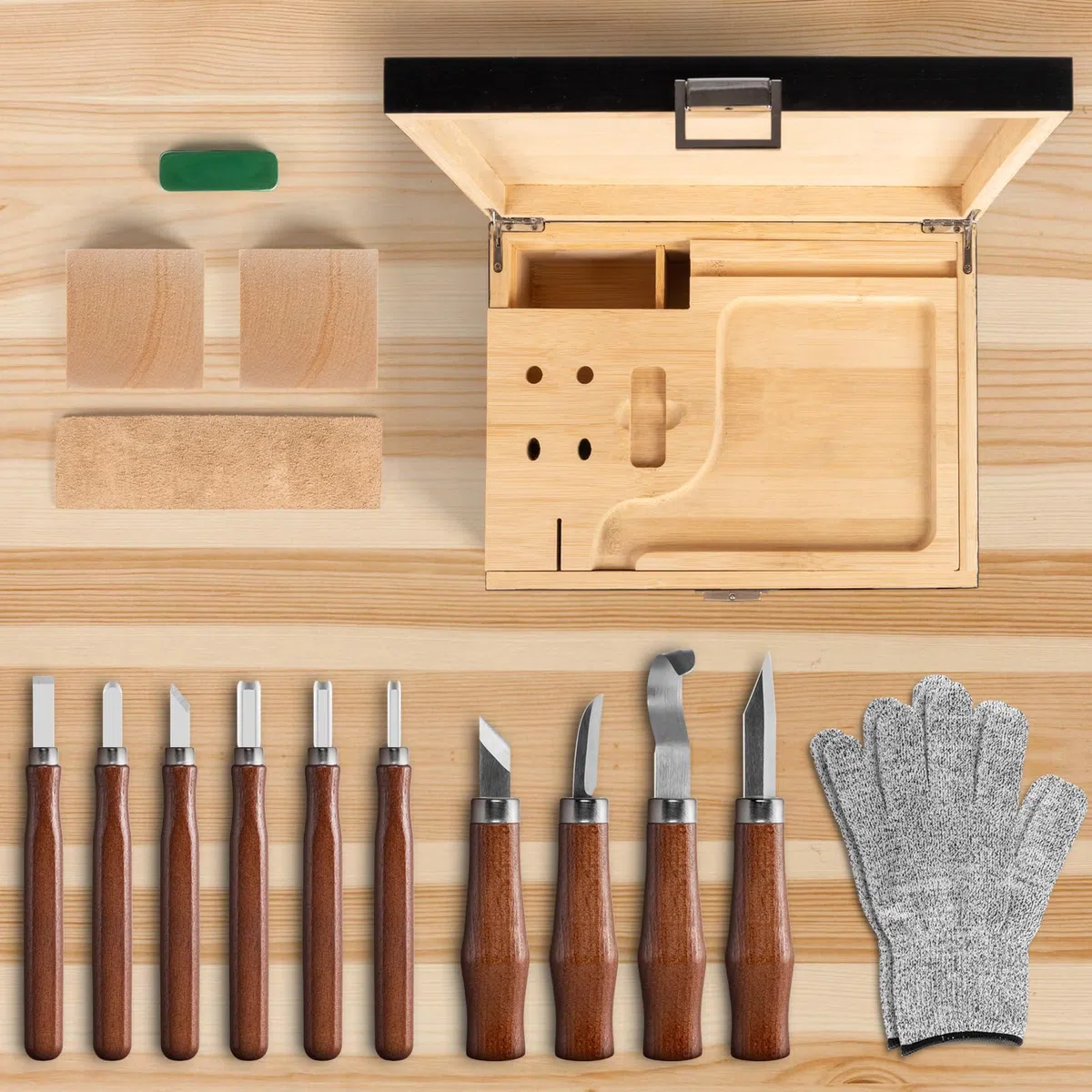17-in-1 Kit per intaglio del legno, set di strumenti per intaglio del legno, set di coltelli da intaglio, kit per la lavorazione del legno, set di strumenti per intaglio del legno, con grandi scatole