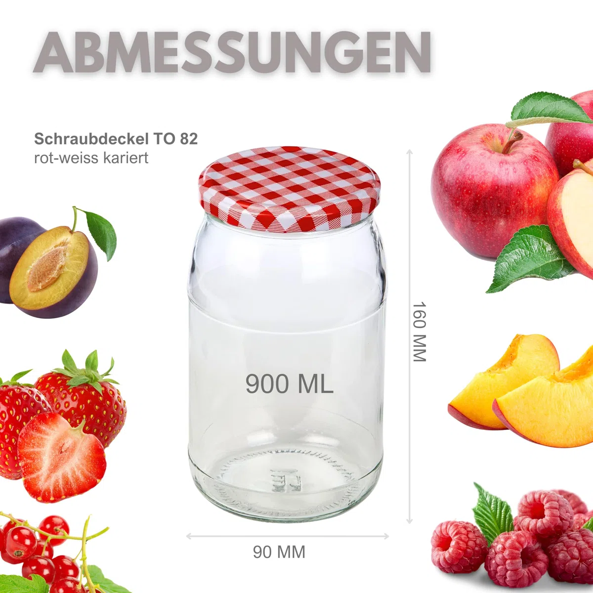 12 vasetti da 900 ml con coperchio a vite ed etichette