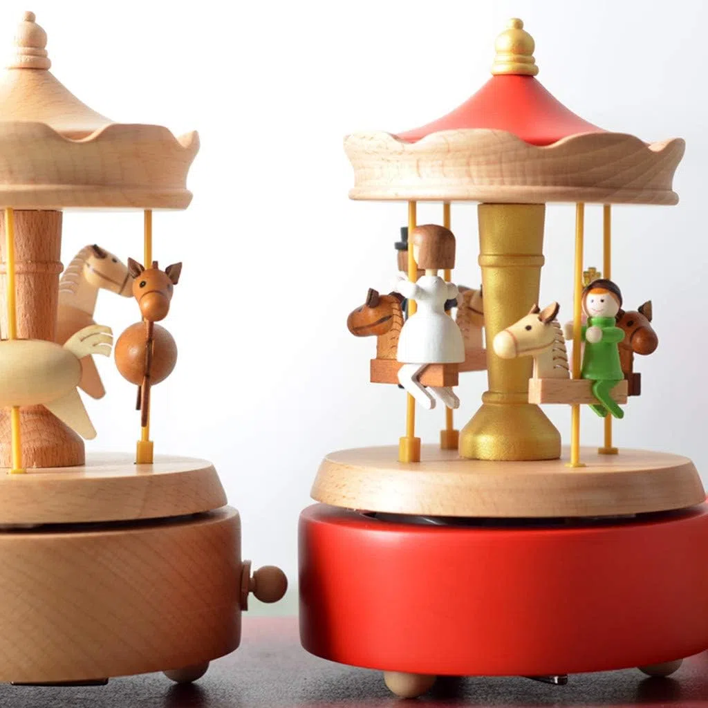 Scenari Innovativo Carillon di Legno, Premium Creativo Mano Manovella Artigianato in Legno Scatola di Musica Migliore Regalo e Decorazioni Idea per Il Compleanno, Natale - Famiglia Giostra