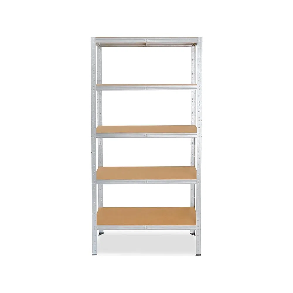 Scaffale in metallo 4 e 5 ripiani per carichi pesanti zincato per garage per ripostiglio, per officina | Scaffale con ripiani MDF | Montaggio ad incastro | (180X60X30)