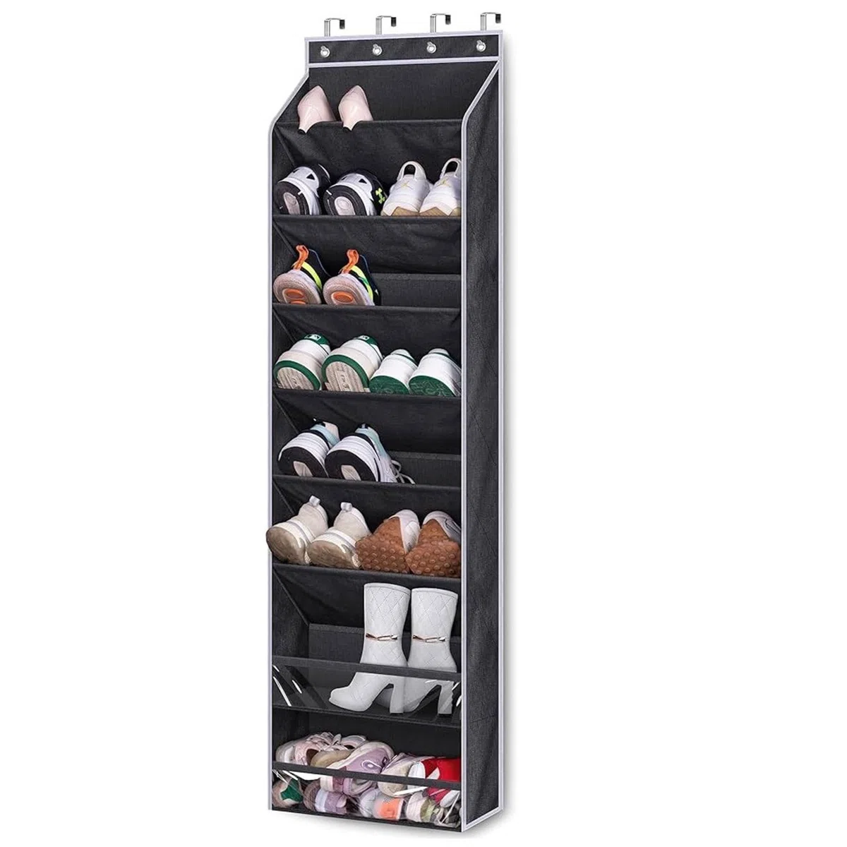 Porta Scarpe da Appendere con 8 Ripiani, Organizer da Appendere per 20 Paia di Scarpe, Scarpiera Porta a Tasche Profonde Multifunzione per Armadio e Lavanderia