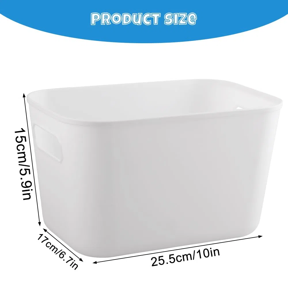 10 Cestini Portaoggetti Plastica Cestino portaoggetti Plastica Bianchi Contenitori Bagno e Cucina Scatole 26x17x15cm per Ufficio/Armadio