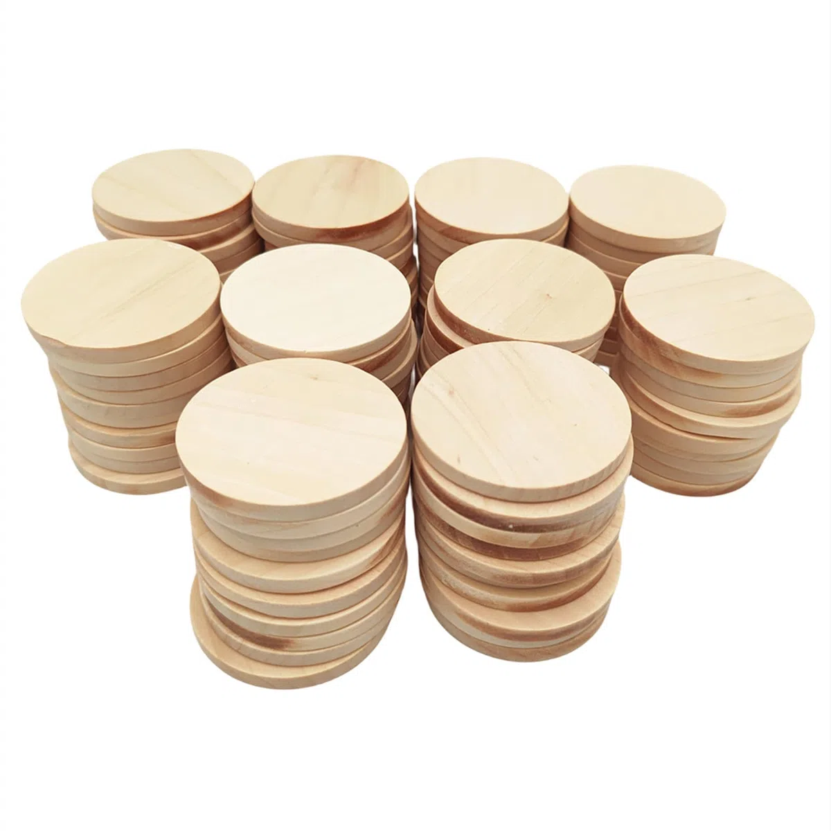 100 Dischi Naturali Rotondi Non Finiti, Cerchi Vuoti in Legno, Ornamenti per Fai Da Te (5 cm)