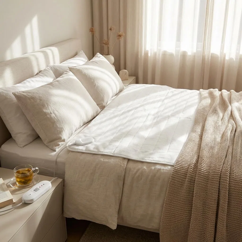 MAKA Scaldaletto Elettrico Singolo e Matrimoniale Termocoperta in Poliestere Traspirante con Telecomando a 3 Livelli di Calore Timer fino a 12 Ore 100W per un Sonno Caldo (Singolo 150x80 cm)