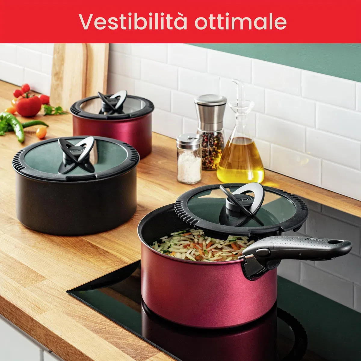 Tefal L9931012 - Coperchi in Vetro Diametro 16, 18 e 20 cm
