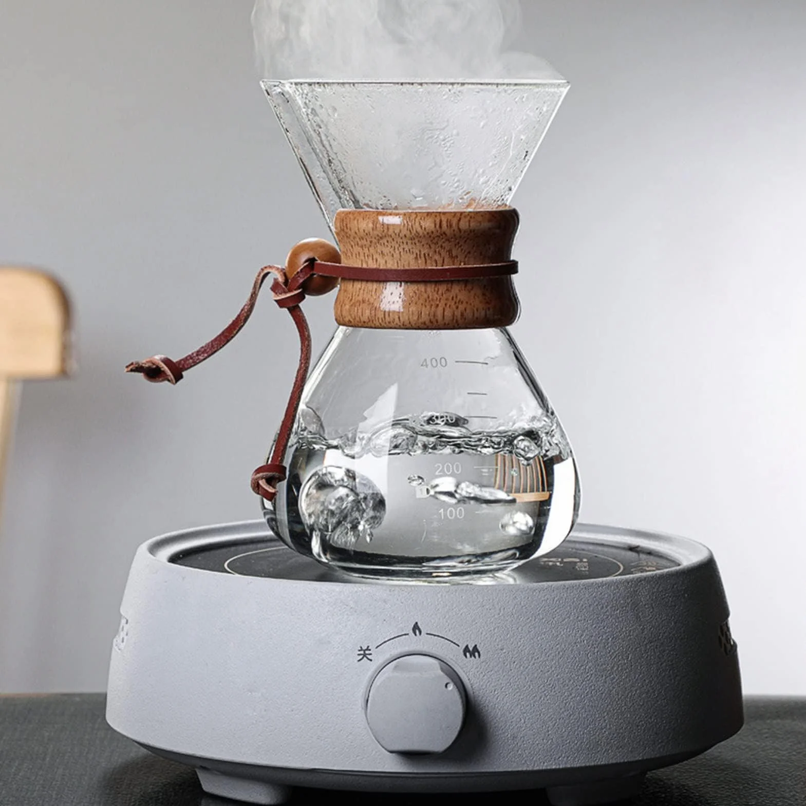 Coffee Brewer, Pour Over Coffee Maker 400ml Doppio Filtro Filtro per caffè con Maniche in Legno Adatto per Feste in Casa