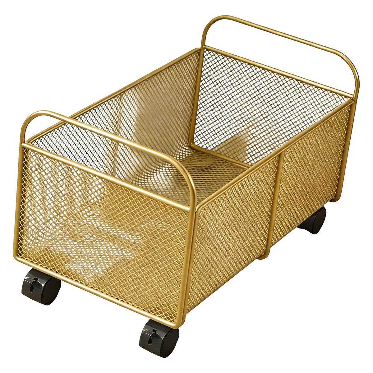 rockible Carrello Portadocumenti con Ruote, Carrello portaoggetti Multiuso, Durevole, Organizer Portatile sotto la scrivania per Libri di Artigianato, Sala, Oro, Piccolo