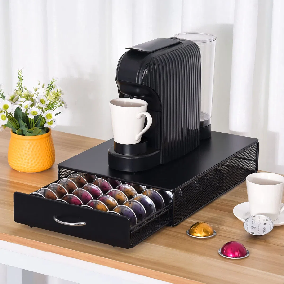 Cassetto Porta Cialde caffè,Porta Capsule per caffè Compatibile con Bialetti,Nespresso Vertuo,Lavazza Blue(40pezzi),Nero