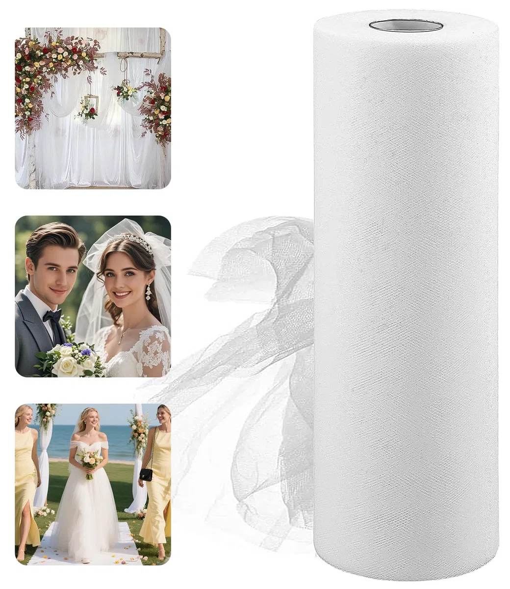 Rotolo di Tulle 30cm x 91.5 m, Rotolo Tulle Bianco,Tulle Bianco Rotolo Matrimonio，Bobina Bianco per Matrimonio, Nastro per Decorazione Compleanno, Festa, Ornamenti, Regalo, Confezione, Fai da Te
