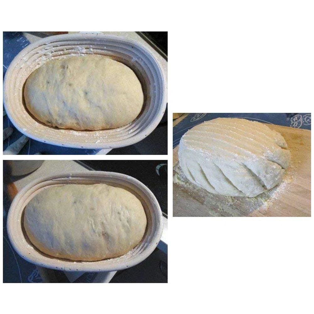 Goodchancecuk - Cestino per la lievitazione del pane, 3 pezzi, in rattan naturale, 21x15x8cm, per impasto di pane, pizza e pasticceria (ovale)