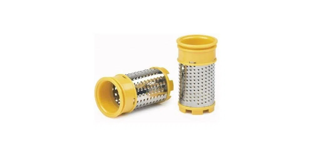 Grattugia Elettrica Ricaricabile per Formaggio, 2 Lame in Acciaio Inox, Batteria 800mAh, 12W, HM-6112R (GIALLO)