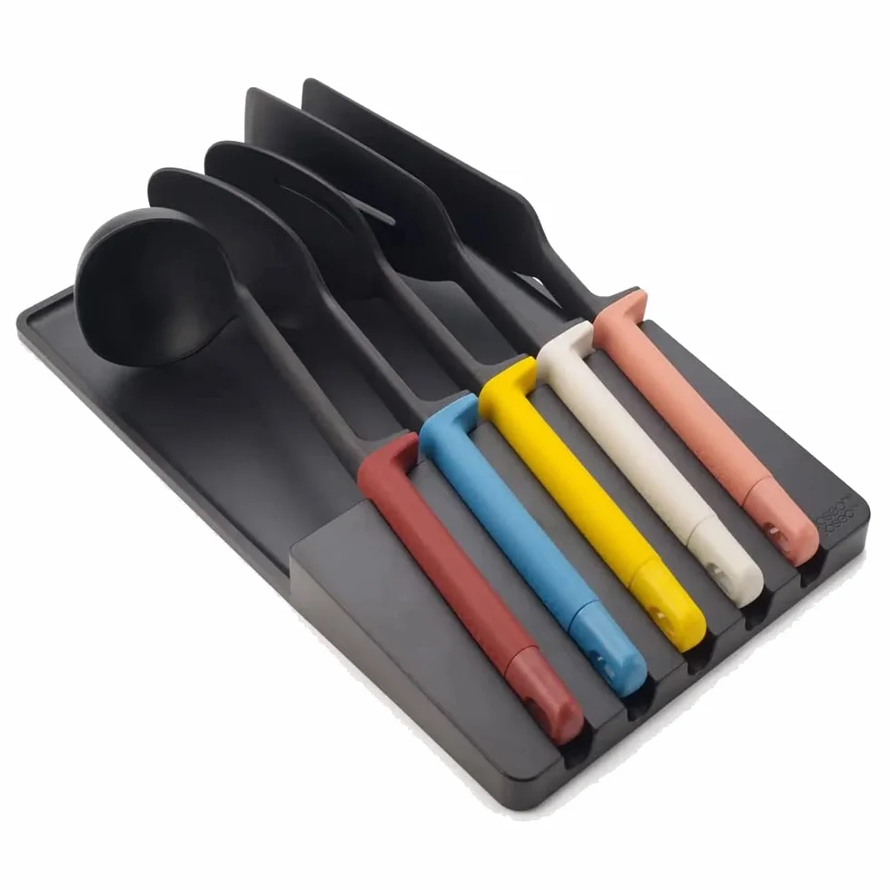 Joseph Joseph - Set di Utensili, 5 Pezzi, con Vassoio di Conservazione da Inserire nel Cassetto, Multicolore
