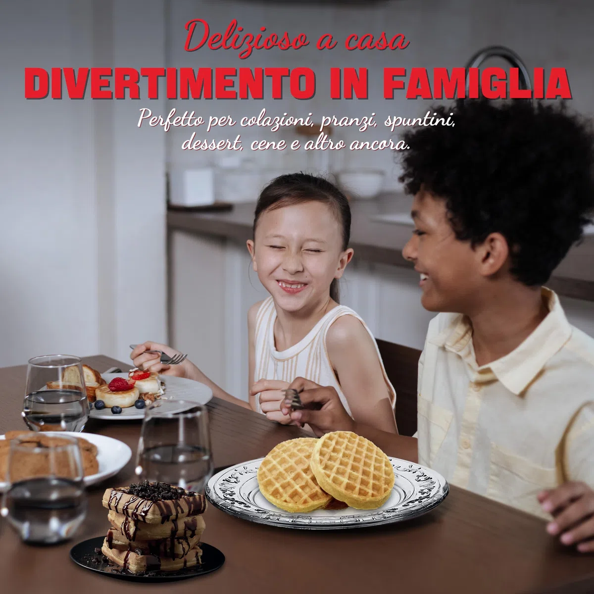 SugarWhisk Mini Ferro per Waffle per Bambini, Doppio Ferro per Waffle, Piccolo Ferro per Waffle con Rivestimento Antiaderente, Mini Waffle Maker, per Feste di Famiglia, Compleanni dei Bambini, Pasqua