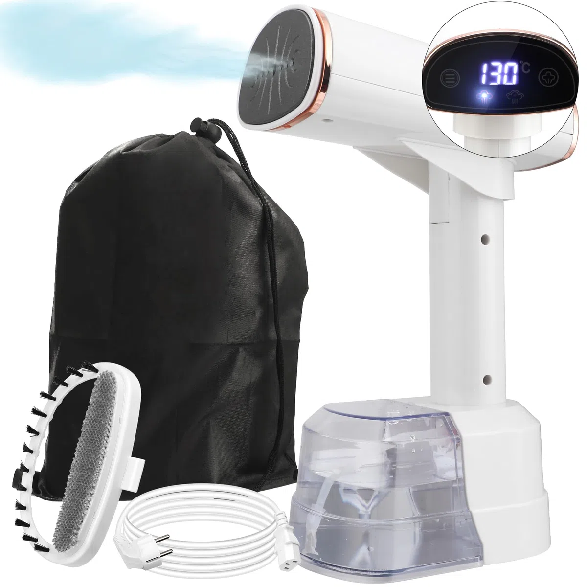 Ferro da Stiro Verticale,1500W Ferro da stiro a vapore per abiti, 25s Riscaldamento Rimozione rapida delle rughe Stiratrice a Vapore Portatile, 400ml alto Volume Ferro a vapore da Viaggio(argento)