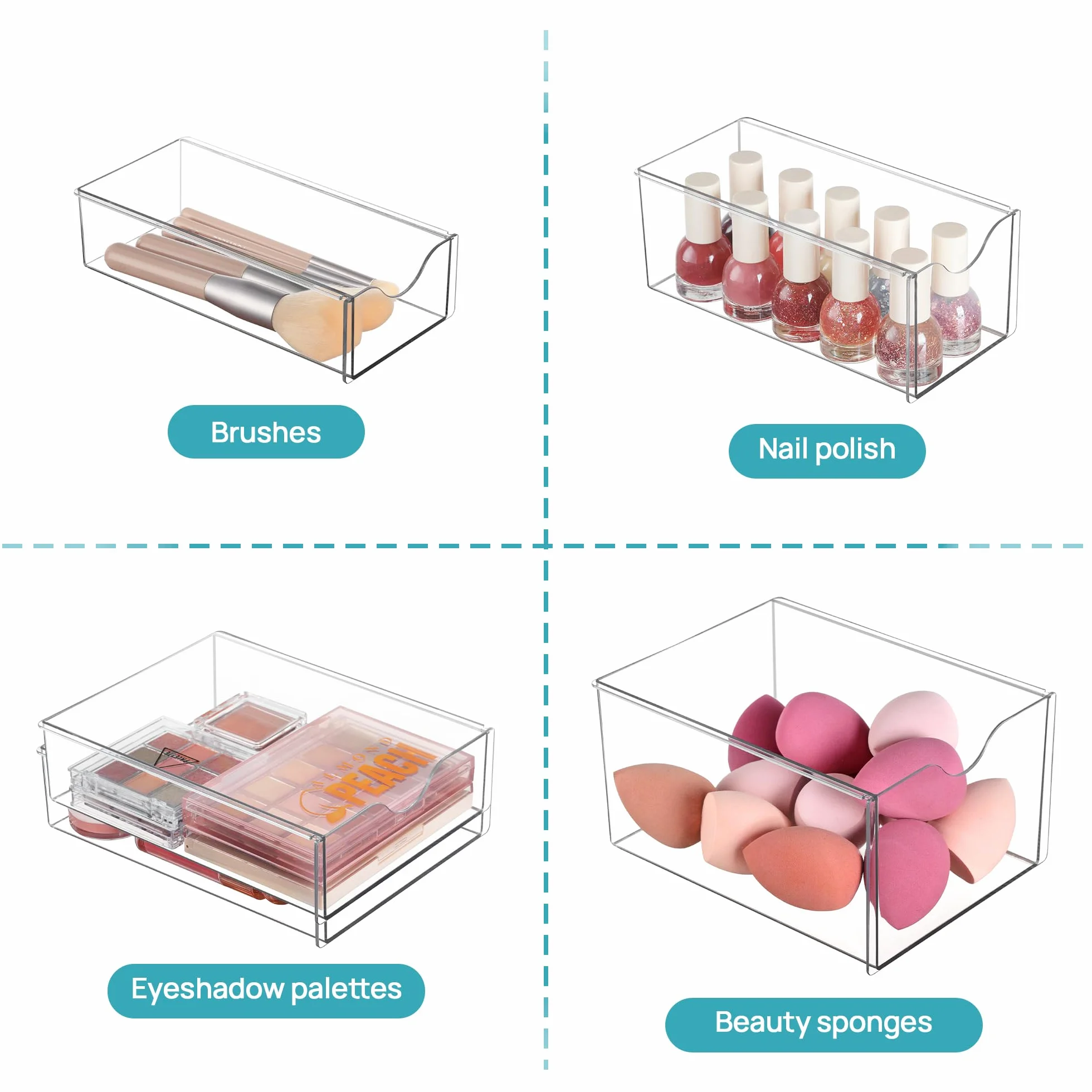 Vtopmart Organizer da scrivania con 8 cassetti, organizer da ufficio, organizer trasparente per desk per ufficio, artigianato, trucco, penne