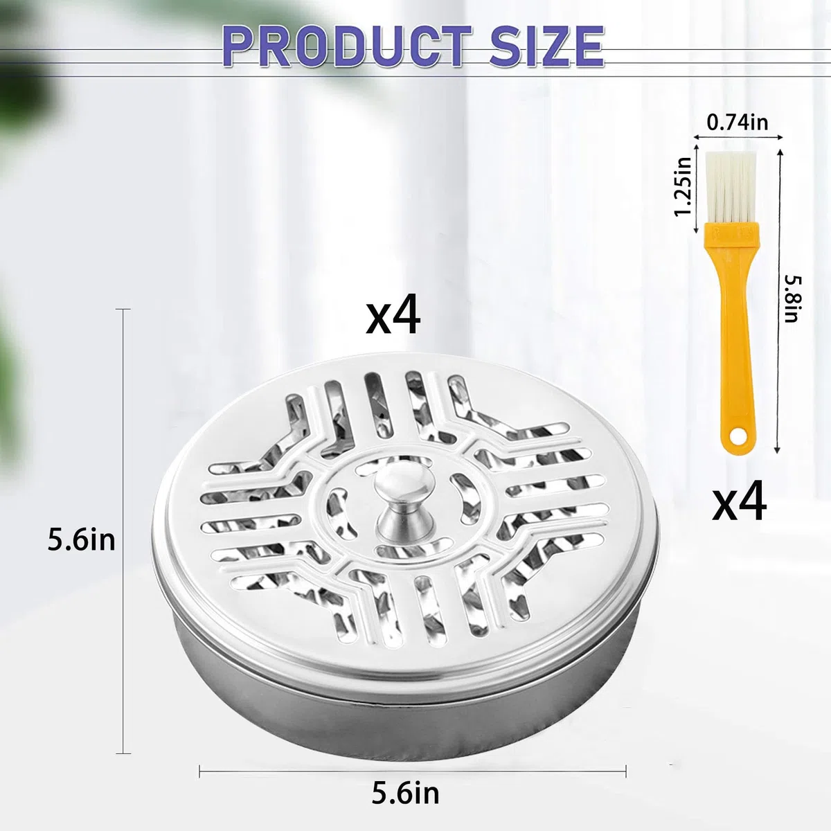 Supporto per bobine di zanzariera, 4 pezzi, in acciaio inox, portatile, con 4 spazzole, porta bobine per zanzare, spirali, supporto per zanzare
