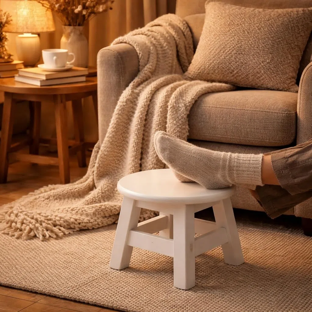 Druline Sgabello in Legno Bianco 24 cm x 25 CM