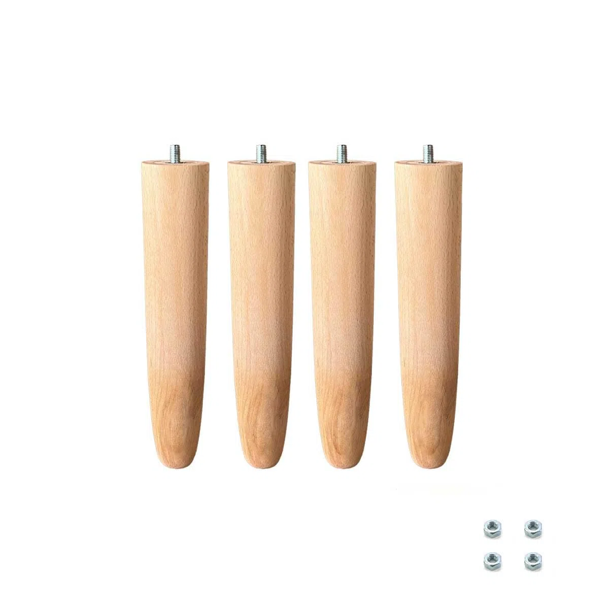 Soluko - Set 4 Piedi per Rete a Doghe Gambe Letto Universali in Legno di Faggio (32 cm)