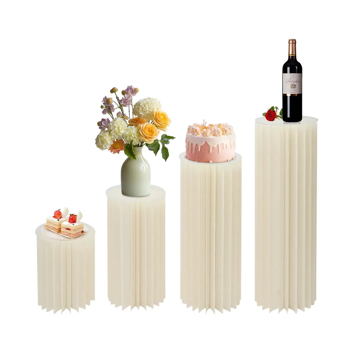 4 colonne di cartone per fiori, pieghevole, a forma di cilindro, con colonne di carta, pieghevole, per fidanzamento, compleanno, decorazione da tavolo, matrimoni