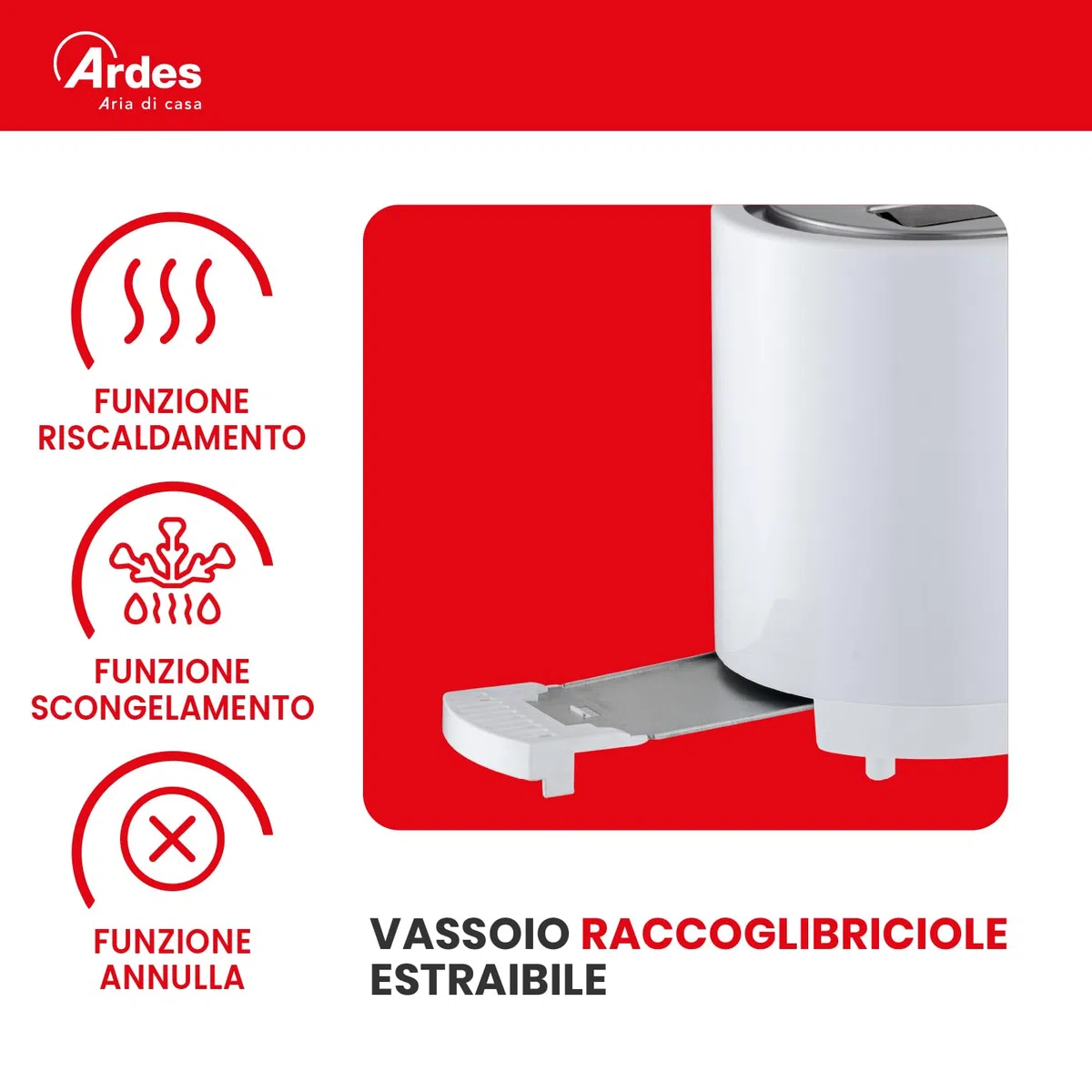 Ardes TOSTO SLEEK PLUS ARTOAST02 – Tostapane a 4 fette con pinze in acciaio inox, 7 livelli di doratura, 3 funzioni, vassoio raccogli briciole rimovibile e design elegante