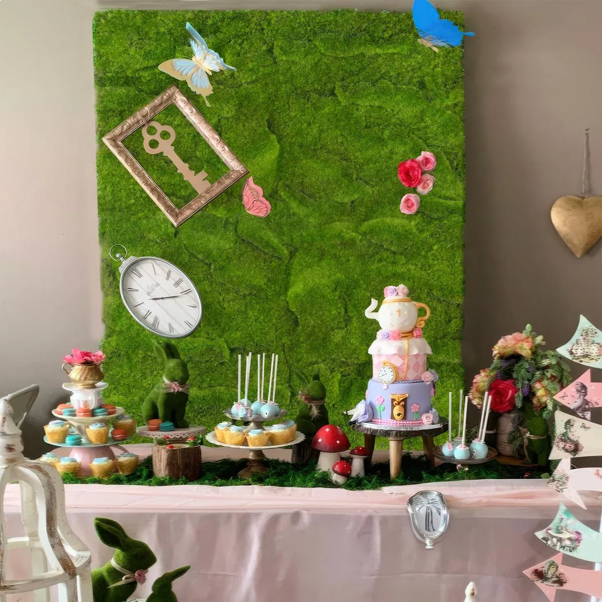 Muschio Finto per Decorazioni 100 x 100 cm Tappeto di Muschio Stabilizzato Nylon Verde Artificiale Muschio Sintetico per Modellismo Terrario Casa Decori Natale Pasqua Parete