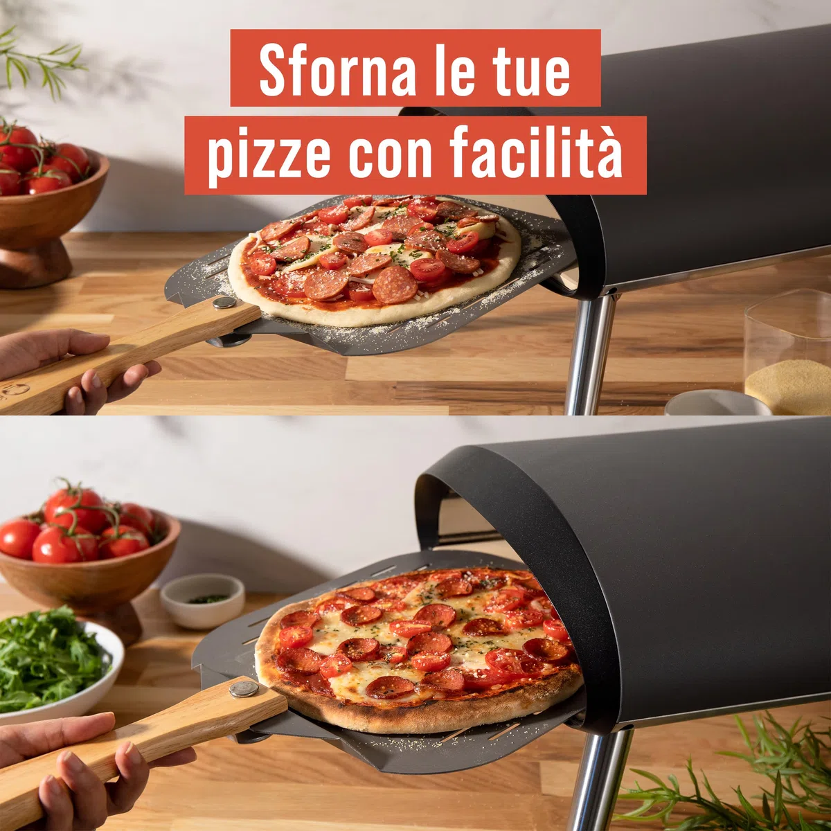 Chef Pomodoro Pala per Pizza Forata in Alluminio con Manico Pieghevole (30,5 x 35,6 cm), Pala per Pizza Corta, Compatta, Maneggevole e Facile da Riporre, Ideale per Pane Fatto in Casa