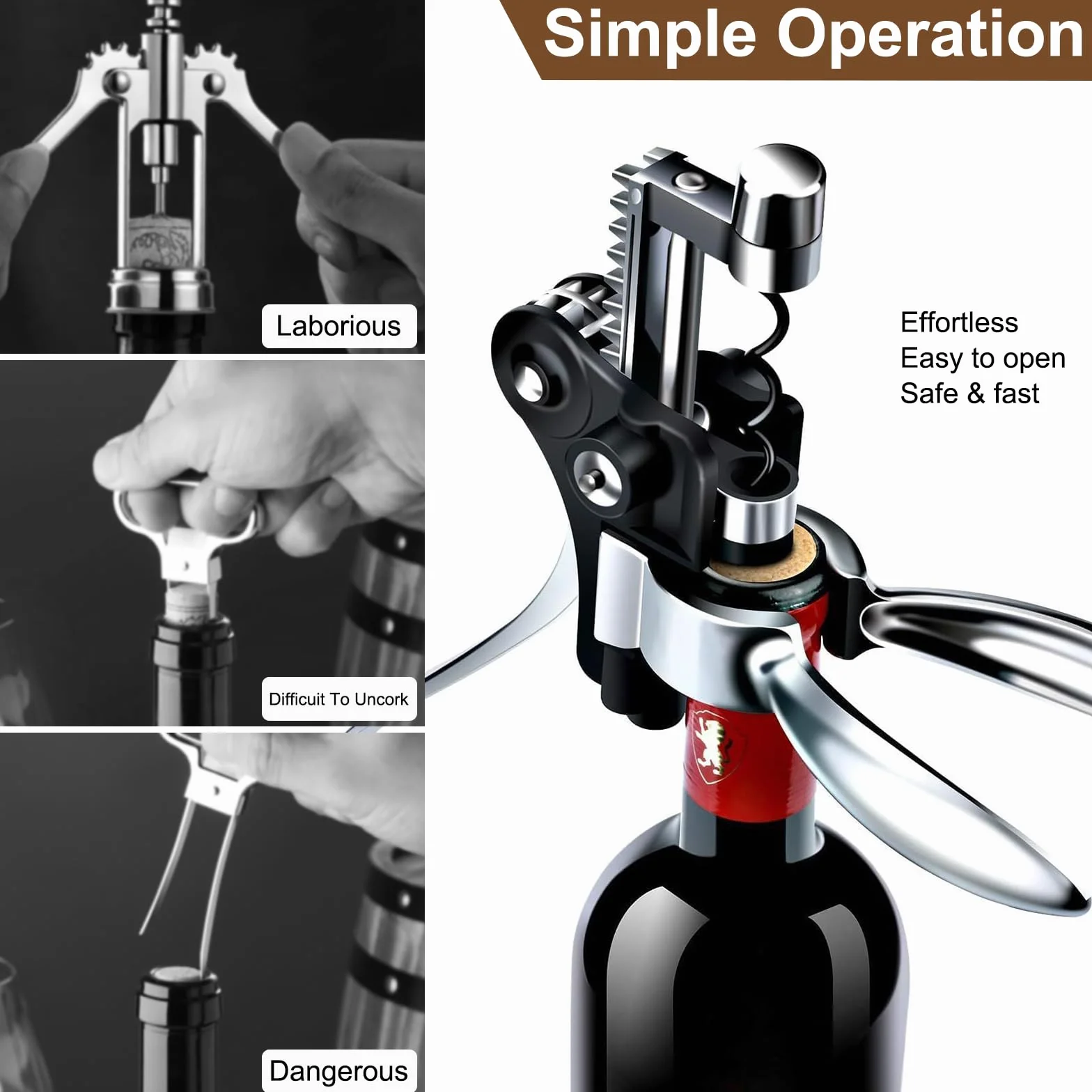 UCAMP Cavatappi,Set Apribottiglie,Set 11 Accessori per Vino da Sommelier,Apribottiglie Manuale,Scatola di Legno Accessori per Il Vino Set Regalo,Set di cavatappi per gli amanti del vino