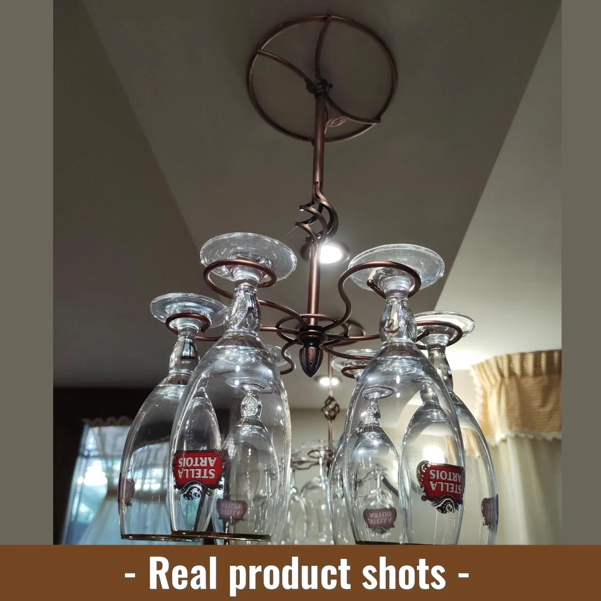 Tissting Portabicchieri da Vino, Elegante Portabicchieri da Tavolo con 6 Ganci, Design Retro Europeo, Materiale in Ferro, Organizzatore per Bicchieri, Perfetto per Casa, Bar, Ristoranti