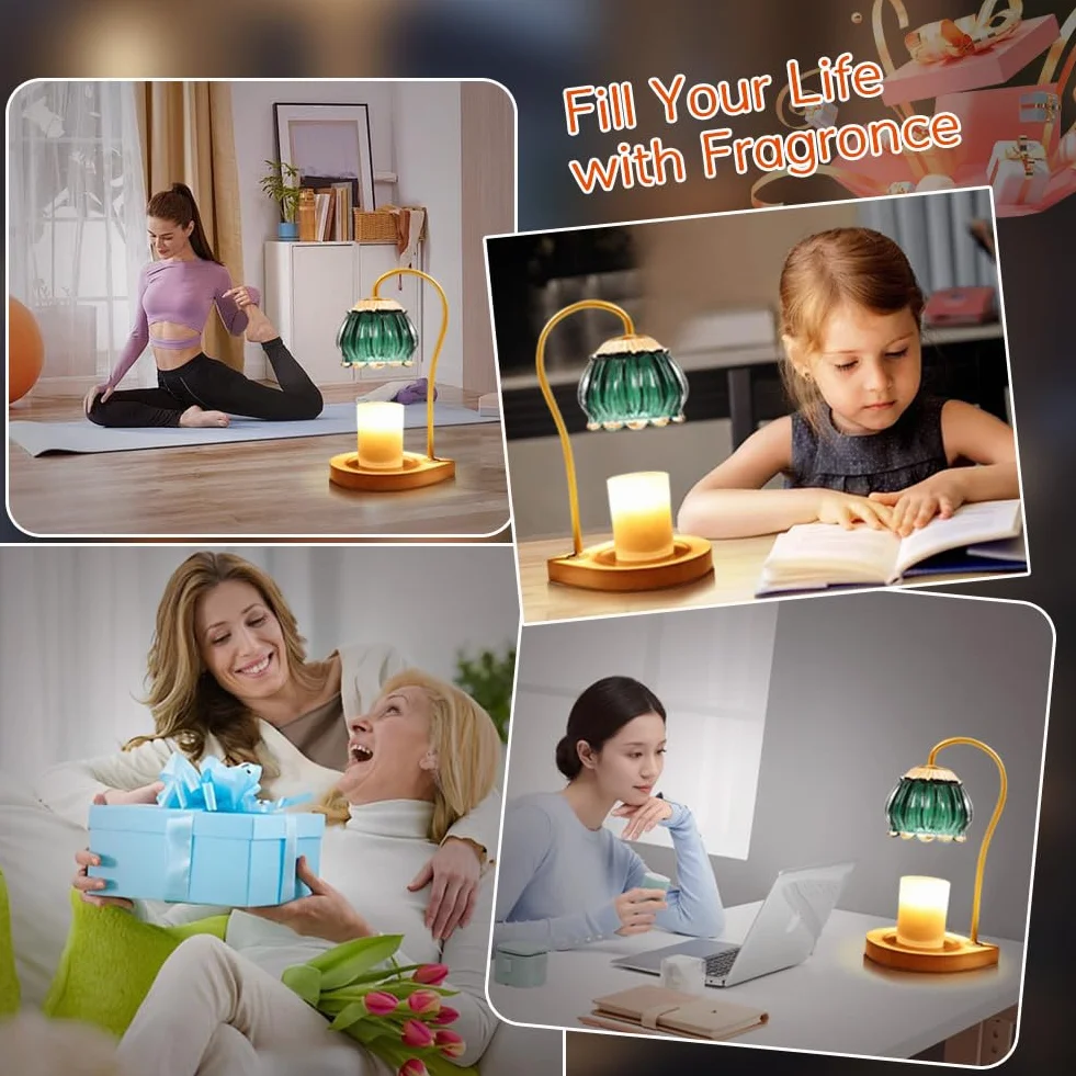 Lampada Scalda Candela a Luce Soffusa con Timer, Lampada Candela Elettrica con 2 Lampadine, Lampada Scaldacandele per Decorazione casa Camera da Letto