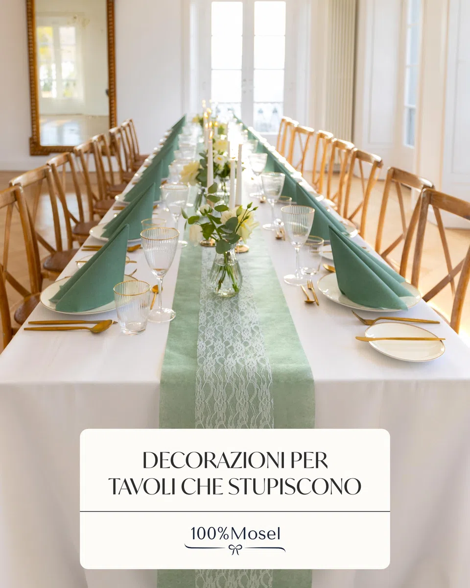 100% Mosel Tovaglioli in Airlaid, 50 Pezzi (40 x 40 cm), in Verde Eucalipto – simili al tessuto & tinti in massa – Decorazione tavola premium per matrimonio & compleanno