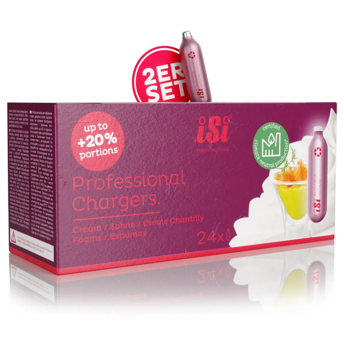ISI Capsule per crema 2 x 24 pezzi – Professional Charger capsule per crema – Premium N2O capsule per crema in acciaio – Certificato HACCP – Made in Austria