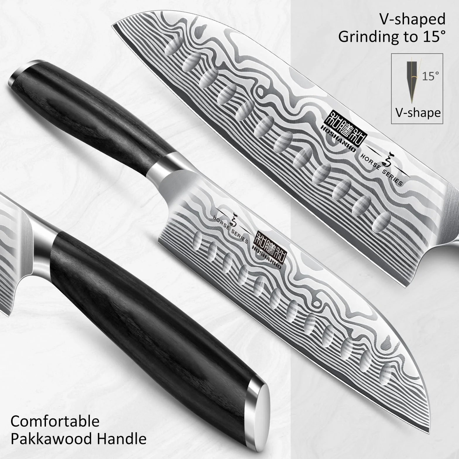 HOSHANHO Coltello Santoku da 18 cm, Coltello da Cucina Giapponese Ultra-Affilato in Acciaio ad Alto Tenore di Carbonio, Coltello da Chef Professionale con Manico Ergonomico