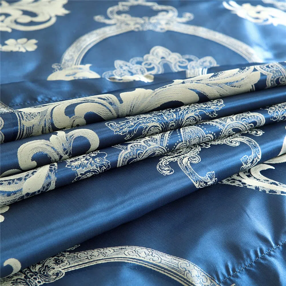 Set di trapunta in raso di seta coperta per tutte le stagioni, copriletto regina, set di biancheria da letto in jacquard di lusso, set di biancheria da letto abbinati a 2 federe (matrimoniali, 228 x