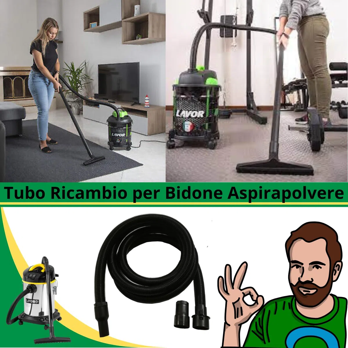Parpyon Ricambio Lavor tubo flessibile Aspirapolvere - ricambi lunghezza 4 metri per bidone aspiratutto lavorwash