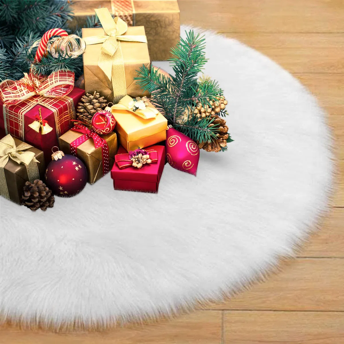 ibell Gonna Albero di Natale, 90 cm soffice Neve Bianco Natale Decorazioni Albero di Natale Vacanze gonne (36pollice)