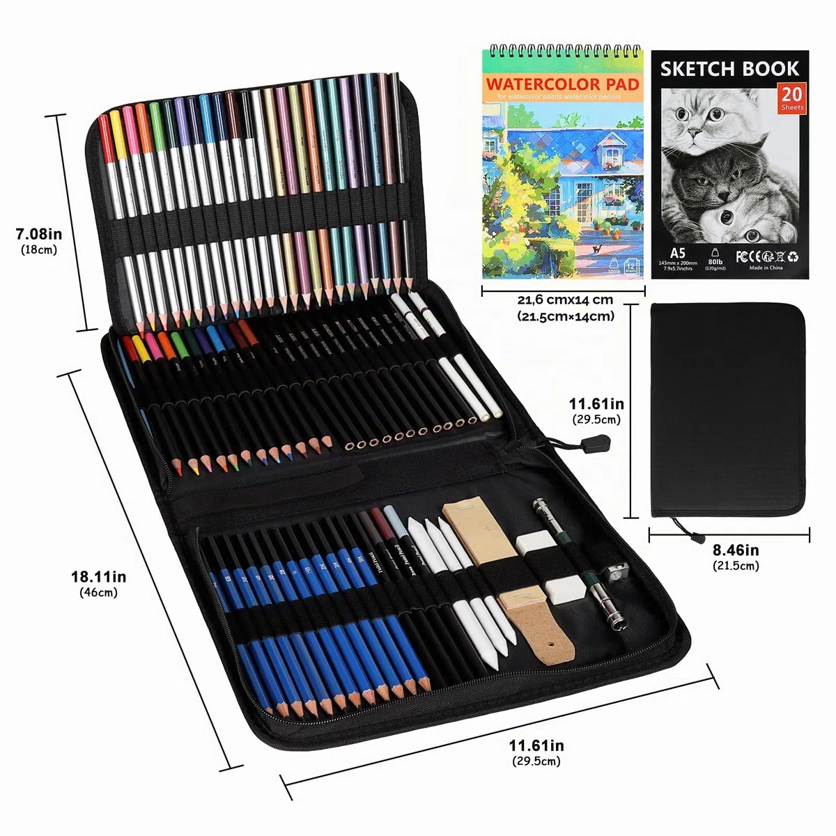 Kit Disegno Professionale, 76 Pezzi Set Matite Colorate, Artistico per Schizzo, Principianti Bambini Adulti