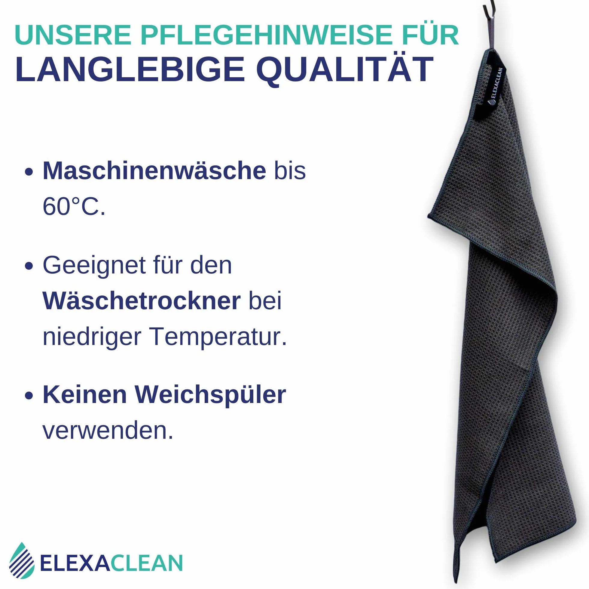ELEXACLEAN Canovacci da cucina (set da 6, 68x42 cm, antracite/grigio scuro) strofinacci morbidi in microfibra, panni a nido d'ape asciuga-stoviglie per la cucina