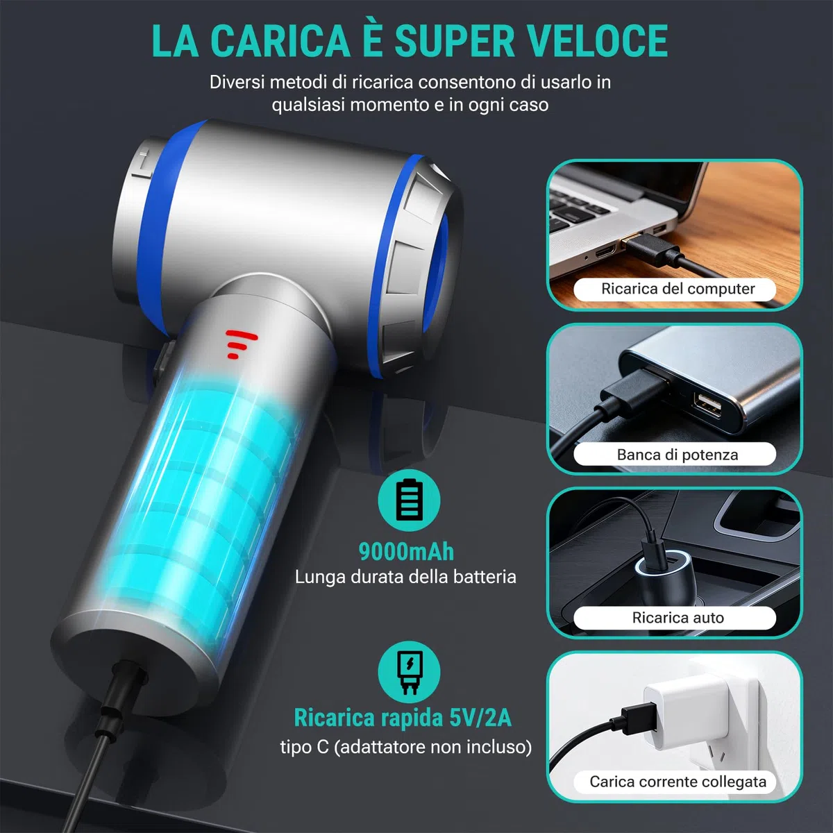Yomile Aspirabriciole Senza Fili 4 in 1, Aspirapolvere Auto 25000PA Aspirapolvere Senza Fili Potente con Motore Brushless, Mini aspirapolvere Soffiatore Aspiratore per Casa, Ufficio, Cucina