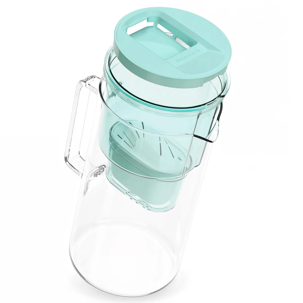 Wessper Caraffa Filtrante in Vetro 3L con 1 Cartuccia | Ricambio per Dafi Unimax Aquaphor A5 BRITA Maxtra+ PHILIPS AWP212/10 | Elimina Cloro, Impurità e Metalli Pesanti | Mint