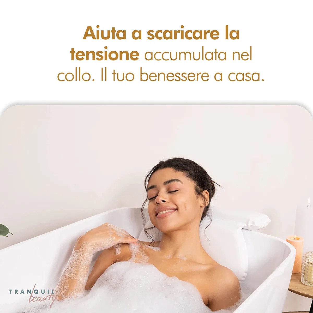 TranquilBeauty Migliori Cuscino Per Vasca da Bagno Per La Testa E Il Collo Con 7 Tazze Di Aspirazione - Cuscino Di Lusso Per Il Sostegno Posteriore Completo (Bianco, 1 Unità (Confezione da 1))