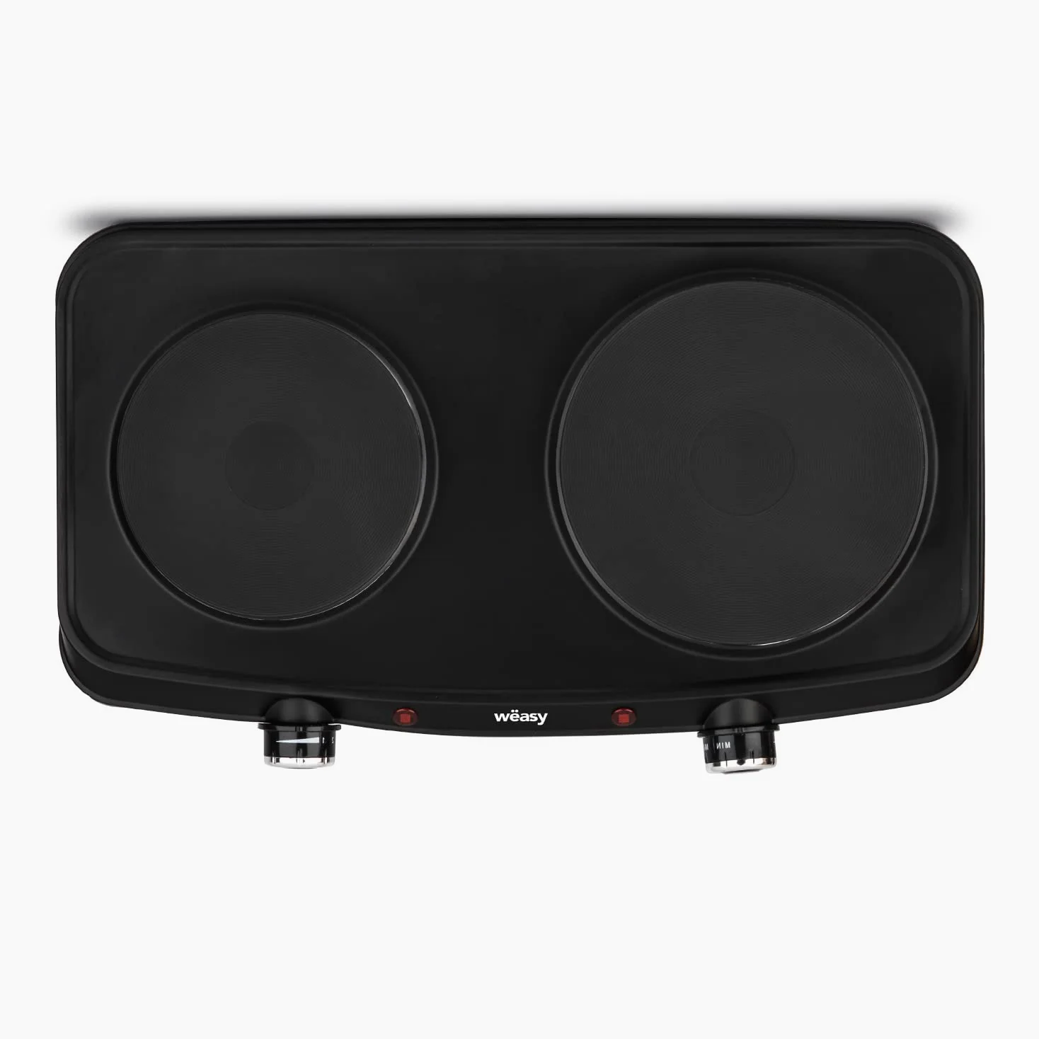 Weasy Fornello elettrico con due piastre PLW225 Piano cottura portatile ideale campeggio in ghisa, Facile da pulire e trasportare, 2250W