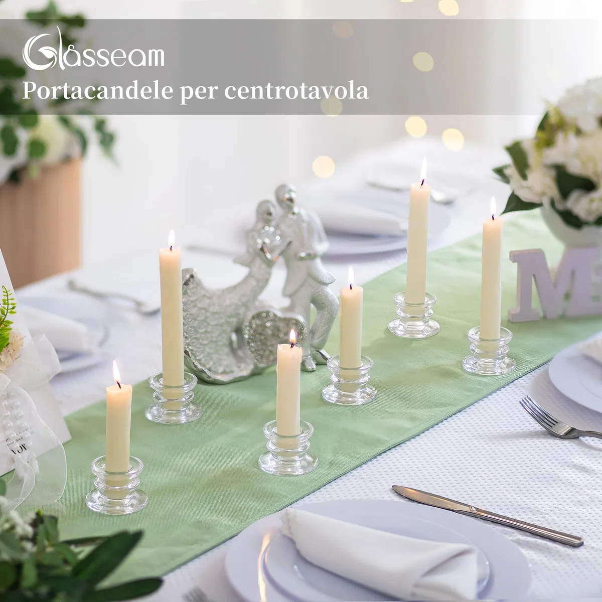 Glasseam Portacandele In Vetro Per Candelieri: Set Di 20 Portacandele, Piccoli Portacandeles Per Centrotavola Da Matrimonio, Portacandeles Conico Trasparente Per Decorazioni Da Tavola Per Feste