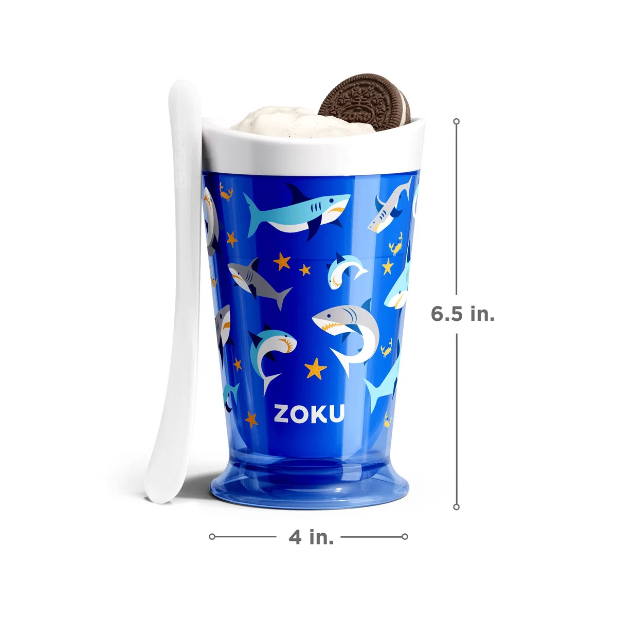 ZOKU Original Slush and Shake Maker, tazza per granite di granite fatte in casa, monodose, frullati di frutta e frappè in pochi minuti, senza BPA, squalo