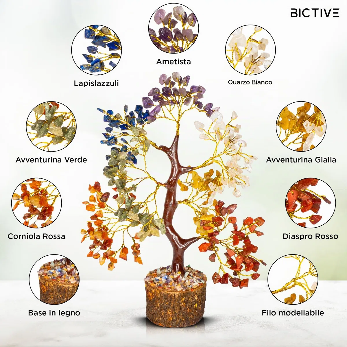 ️ Albero della Vita Pietre Chakra e Collana. Pietre Naturali Curative e Cristalli Chakra, Meditazione Oggetti, Albero della Vita Soprammobile. Idee Regalo Originale per Donna e Mamma