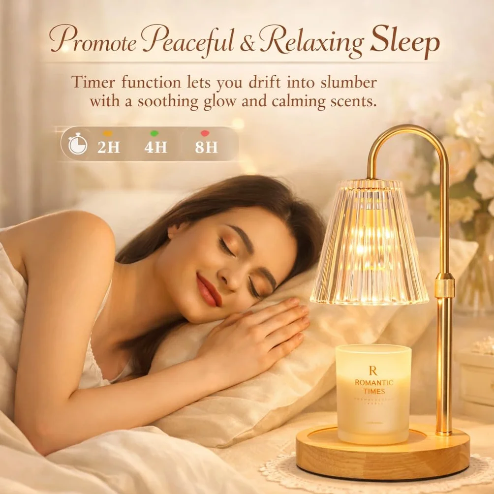 Funistree Candle Warmer Lamp, Lampada Scaldacandele Elettrica, con Timer Dimmer Altezza Regolabile, Senza Fiamma Candele Profumate, 2 Lampadine, Vintage, Regalo Mamma Fidanzata Sorella